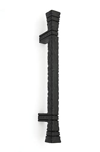 Zieh-Stoßgriff, gerade Form mit Einschnitten und Hammerschlag, Türgriff aus Eisen frei geschmiedet, schwarz, EW010 von Gussmeister