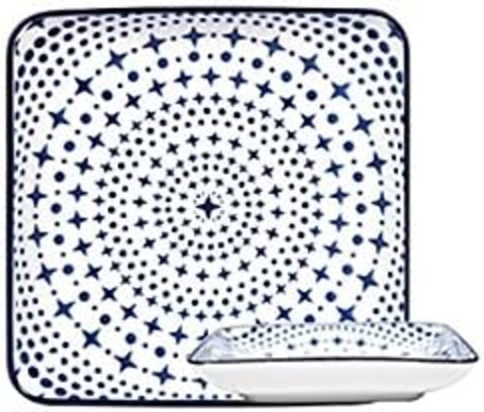 Gusta Servierschüssel Keramikschüsseln, Blau, Weiß, 1 Stück, quadratisch, 125 x 125 mm, (1-tlg) von Gusta