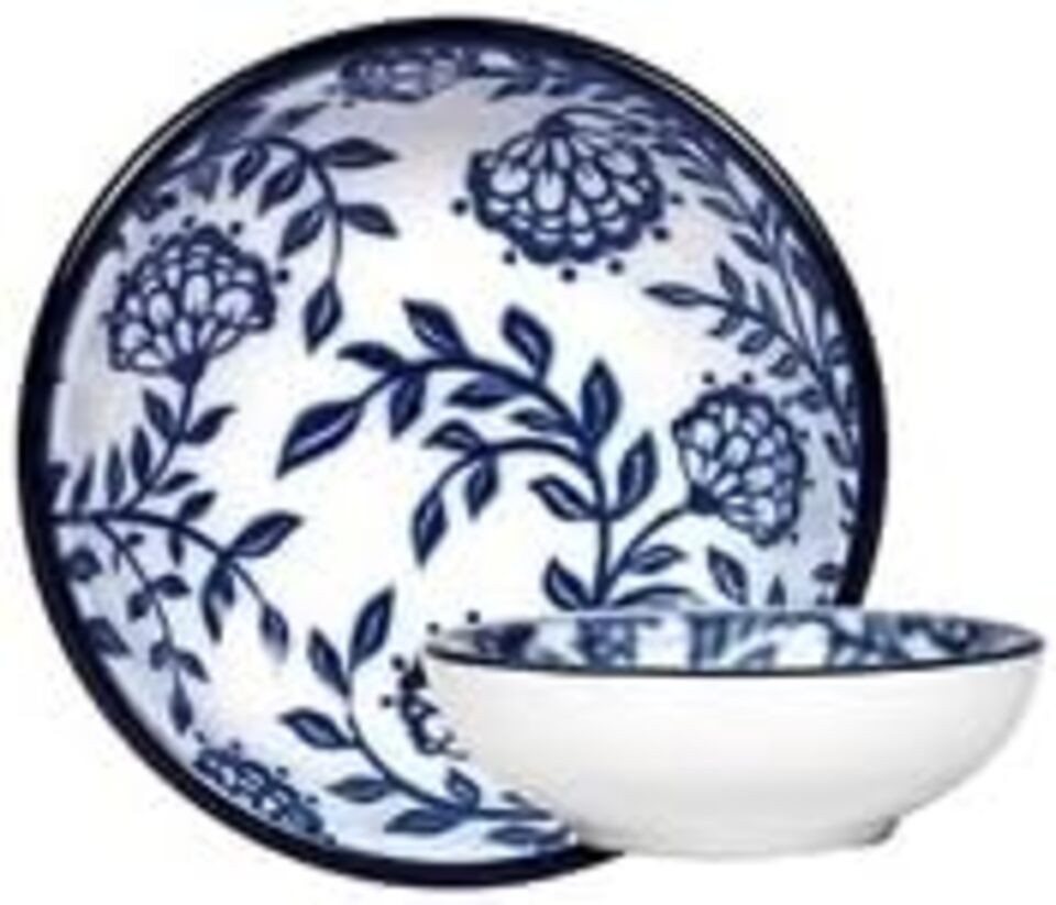 Gusta Suppenteller Flowers Keramik-Blumen, Blau, Weiß, 1 Stück - Schalen 9 cm, (1 St) von Gusta