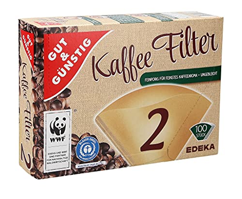 GUT&GÜNSTIG 100 Stück Kaffeefilter Größe 2 | Filtertüten 1x2 von Gut & Günstig