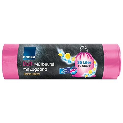 Gut & Günstig Edeka 12 Duft Müllbeutel pink mit Zugband 35 Liter, Abfallbeutel, Mülleimerbeutel mit Duft von Gut & Günstig