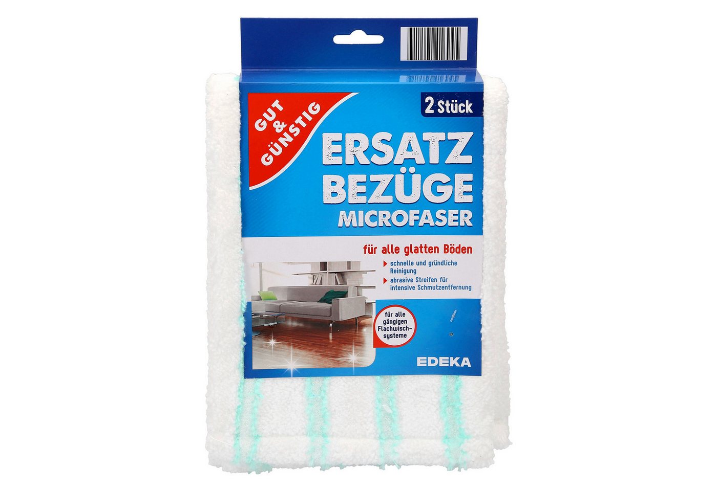 Gut & Günstig Ersatzbezüge Microfaser 42 cm 2er Set Wischbezug (Streifenfarbe farblich sortiert, nicht wählbar – Abbildung Beispiel) von Gut & Günstig