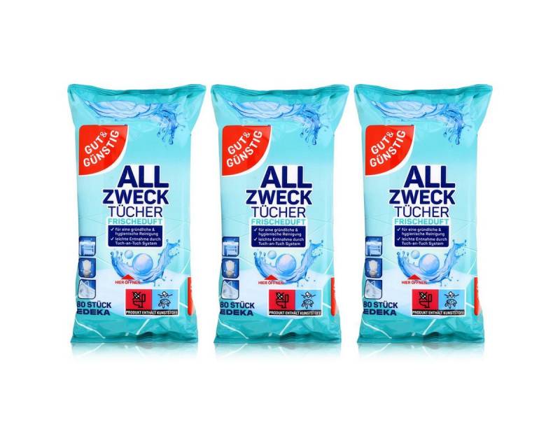 Gut & Günstig Gut & Günstig Allzwecktücher mit Frischeduft 80 Tücher (3er Pack) Reinigungstücher von Gut & Günstig