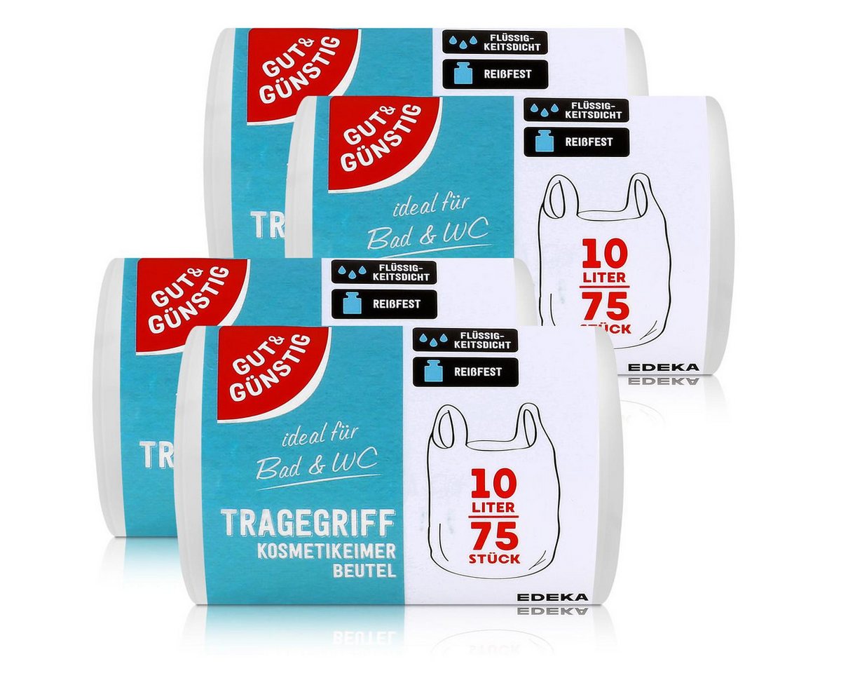 Gut & Günstig Müllbeutel Gut & Günstig Kosmetikeimer Beutel mit Tragegriff 10L/75 Müllbeutel (4 von Gut & Günstig