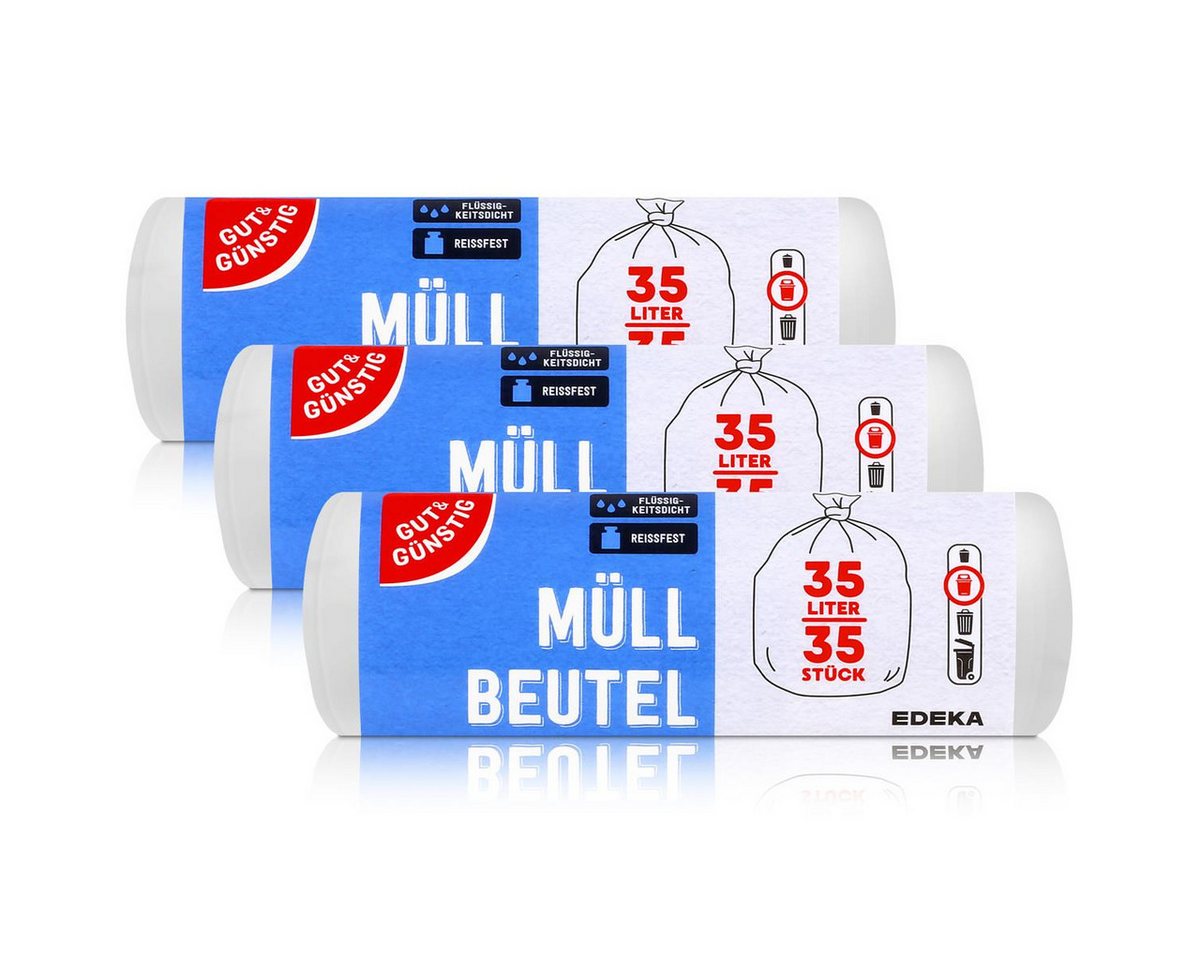 Gut & Günstig Müllbeutel Gut & Günstig Müllbeutel 35L/35 Beutel Mülleimerbeutel (3er Pack) von Gut & Günstig