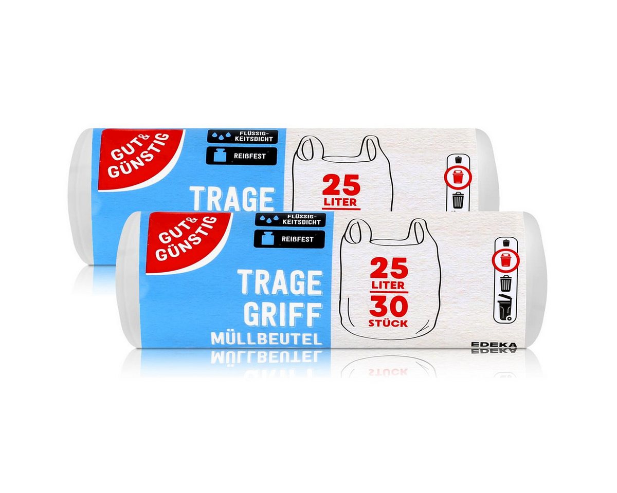 Gut & Günstig Müllbeutel Gut & Günstig Müllbeutel mit Tragegriff 25L/30 Beutel (2er Pack) von Gut & Günstig