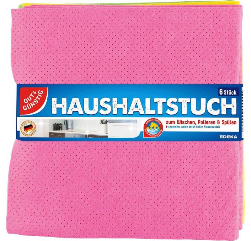 Gut & Günstig Spültuch 6 Haushaltstücher 38x38cm - farbsortiert, (6-tlg) von Gut & Günstig