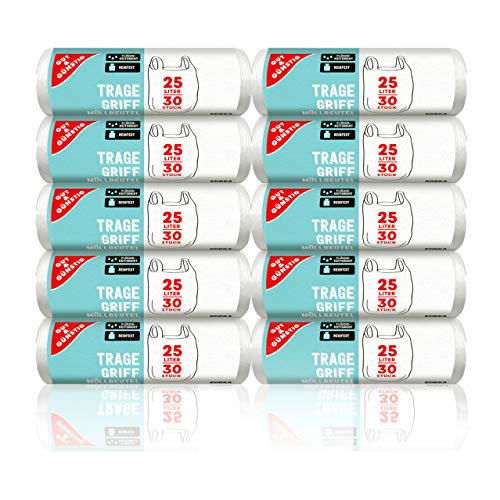 Gut & Günstig Tragegriff Müllbeutel 25L (30 Stück) - 10er Pack (10x 30 Stück) reißfest und flüssigkeitsdicht von Gut & Günstig