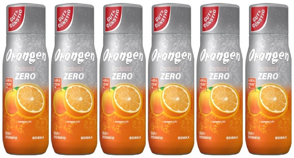 Gut & Günstig Trinkflasche Orange Zero Getränkesirup 6er Pack (6x500ml) 00402250 von Gut & Günstig