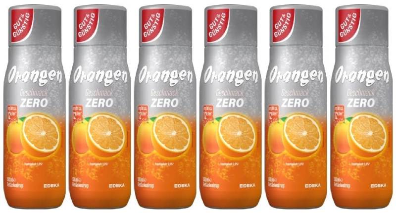 Gut & Günstig Trinkflasche Orange Zero Getränkesirup 6er Pack (6x500ml) 00402250 (5,65€/l) von Gut & Günstig