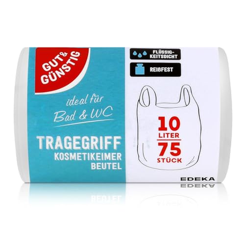 Kosmetikeimerbeutel mit Tragegriff 10Liter 75 Beutel ideal für Bad und WC 36 x 44 cm von Gut & Günstig