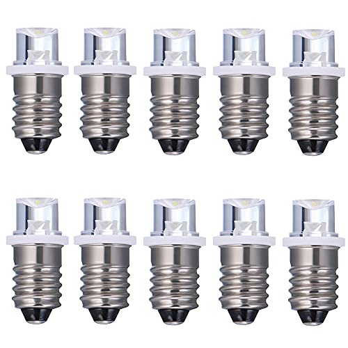 GutReise 10 Stück E10 Schraub-Flutlicht-LED-Lampen + 10 Stück E10-Sockel, 3V Warmweißes LED-Glühbirnenlicht (Warm White, 3V) von GutReise