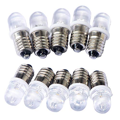 GutReise 10pcs E10 12V spot led birne lampen kalt weiße + 10pcs e10 basis (12 v, Kalt - weiß) von GutReise