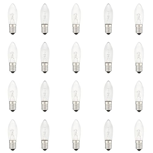 GutReise 20pcs AC E10 Ersatzbirnen Glühbirnen Topkerze Für Schwippbögen,Lichtbögen und Lichterketten 12V 23V 34V 48V 55V 3W 2700K (48V) von GutReise