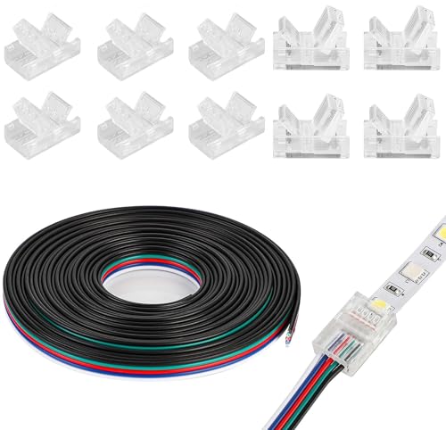 GutReise 5PIN 12MM LED Streifen Verlängerungskabel 5m 22AWG+10 Pack LED Streifen Stecker lötlos für LED Streifen Lichter (5PIN) von GutReise