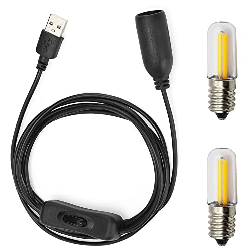 GutReise 5V USB auf E14 Sockel, 2pcs E14 LED Birnen 5V-6V Lampen für Tischlampe Decke Weihnachtsstern Home Decoration von GutReise
