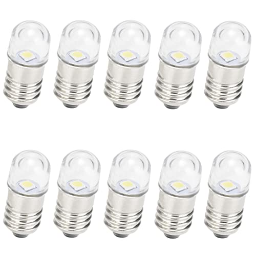 GutReise AC/DC E10 Birnen, 10 Stück 12V Warmweiß E10 Ersatzbirnen Miniatur Schraub LED Lampen 0,5Watt 65Lm (12V, Warmweiß) von GutReise