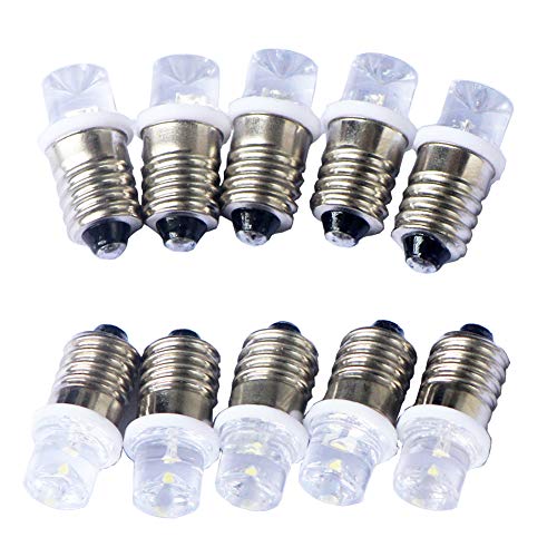 GutReise DC 10pcs E10 3V flutlicht led birne flut lampen kalt weiß + 10pcs e10 basis (3v, kalt weiße) von GutReise