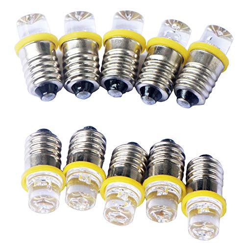 GutReise DC 10pcs E10 3v Gelb flutlicht led birne flut lampen + 10pcs E10 basis (3v, gelb) von GutReise