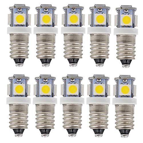 GutReise E10 AC LED Glühbirnen,10 Stück 12V Kaltweiß 5LED Lampen,E10 Miniatur Schraube 1 Watt 50Lm (AC12V, Kaltes Weiß) von GutReise