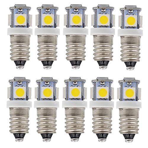 GutReise E10 AC LED Glühbirnen,10 Stück 12V Warmweiß 5LED Lampen,E10 Miniatur Schraube 1 Watt 50Lm (AC12V, Warmweiß) von GutReise