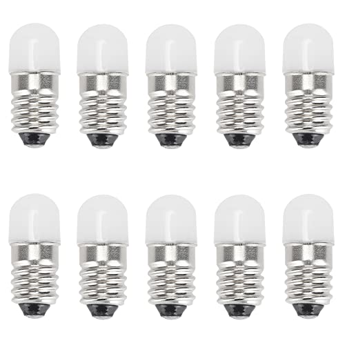 GutReise E10 LED Leuchtmittel 12 V Warmweiß, 10 Stück AC/DC E10 Miniatur-Schraub-LED-Lampen 0,5 W, 65 lm (12 V, Warmweiß) von GutReise