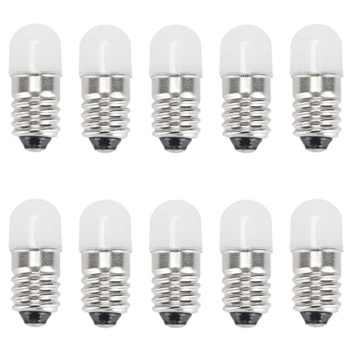 GutReise E10 LED Leuchtmittel 12 V kaltweiß, 10 Stück AC/DC E10 Miniatur-Schraub-LED-Lampen 0,5 W, 65 lm (12 V, kaltweiß) von GutReise