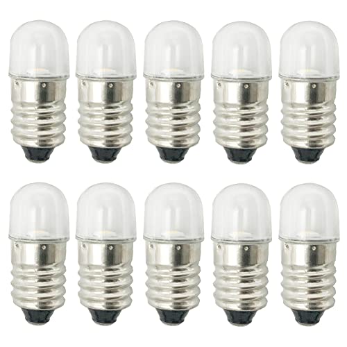 GutReise E10 geführte Birnen, 10pcs 220 Volt warm weiß kalt weiß E10 Ersatz Birnen Miniatur Schraube Unterhaltungslichter 1Watt 65Lm (220V Kaltweiß) von GutReise