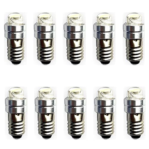 GutReise E5 LED Glühbirnen, 10PCS E5 Schraube Glühbirne Indicator Lampen DC3V-6V&DC9V-24V Kalt Weiß &Warm weiß 0.2Watt 6-7Lm (Kalt Weiß, DC3-6V) von GutReise