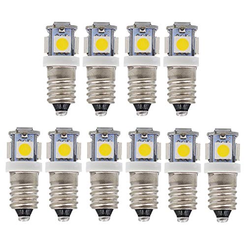 GutReise LED-Leuchtmittel, 10 Stück E10 3V Warmweiß 5 SMD, 0,5 W 40Lm (10 Stück (1er Pack), Warmweiß) von GutReise
