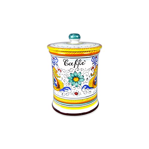 GUTE Deruta Italy Raffaellesco Kaffeedose | Handgefertigte und handbemalte italienische Keramik | authentische italienische Keramik handgefertigt in Deruta, Italien von Gute