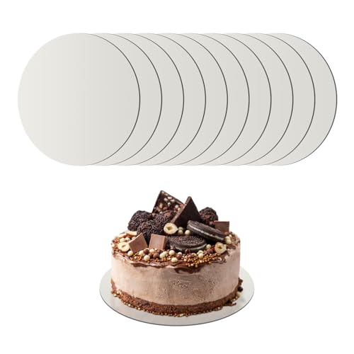 Gute 10 Stück Silver Cake Board 30 cm Rund – Wiederverwendbare Tortenplatte & Kuchenunterlage – Stabile 3mm Pappe für Torten, Desserts & Transport – Luxuriöse Silveroptik (30cm/12 Zoll) von Gute