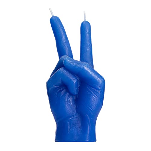 Peace Sign Candle 'Victory' Hand Gesture – Dekorative Schreibtisch Statue Finger Skulptur für Heimdekoration, Regal, beeindruckende realistische Details, Hippie Woodstock Geschenk 15.2 cm H (blau) von Gute