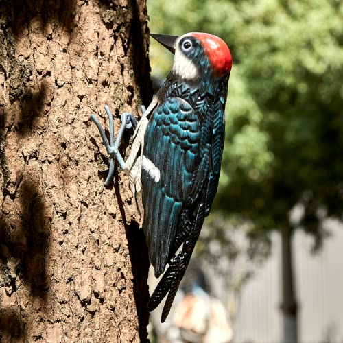 Specht Metall Garten Vogel, Hof Skulptur Kunst - Großer realistischer stehender Lockvogel - Outdoor Herbst, Winter, Frühling, Sommer Dekoration - Ornament Dekor - Perfektes und Trauergeschenk von Gute