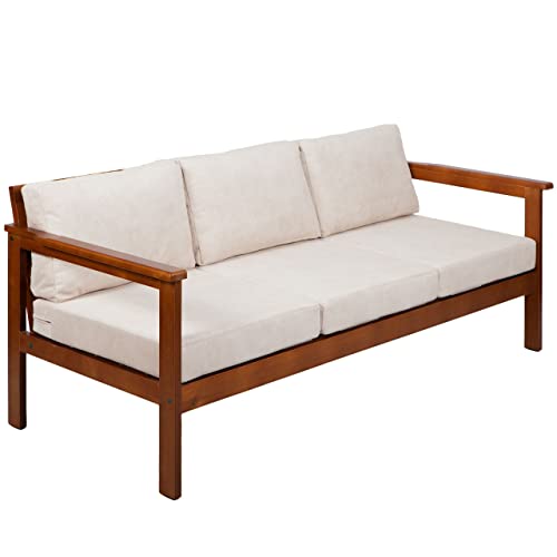 Gartenmöbel aus Holz Gartensofa Gartengarnitur mit Auflagen FB (3-Sitzer-Sofa, Lily Petals) von Gutekissen