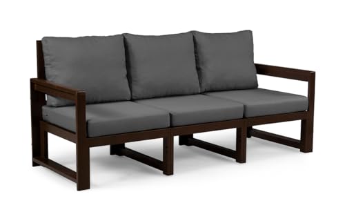 Gartenmöbel aus Holz Gartensofa Gartengarnitur mit Auflagen Lounge Möbel Verschiedene Varianten MCH HB (3-Sitzer-Sofa, Dunkelgrau) von Gutekissen