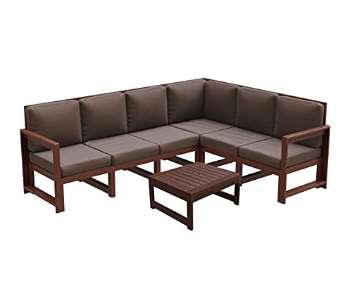 Gartenmöbel aus Holz Gartensofa Gartengarnitur mit Auflagen Lounge Möbel Verschiedene Varianten MCH HB (Set(6-Sitzer-Sofa+Tabelle), Hellbraun) von Gutekissen