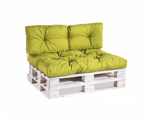 Gutekissen Palettenkissen, Gartensofakissen, Gesteppte Kissen gefüllt mit granuliertem Poulirette-Schaum, viele Farben und Größen PPI (Rückenlehne 120x50, gesteppt Limette) von Gutekissen