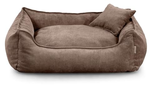 Gutekissen® Hundebett Lucky – Flauschiges Hundekissen für kleine & große Hunde – Waschbares Haustierbett mit Füllung aus Polyurethanschaum & abnehmbarem Bezug (Braun, XXL - 110x90) von Gutekissen