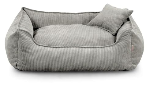 Gutekissen® Hundebett Lucky – Flauschiges Hundekissen für kleine & große Hunde – Waschbares Haustierbett mit Füllung aus Polyurethanschaum & abnehmbarem Bezug (Grau, 3XL - 130x110) von Gutekissen