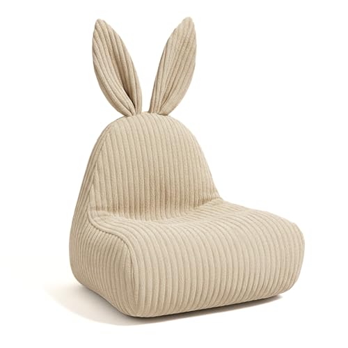 Gutekissen® Sitzsack Kinder mit Hasenohren (75x70x90cm) - Sitzsäcke fürs Kinderzimmer - Kindersitzsack mit Füllung - Montessori Bean Bag Möbel (Creme) von Gutekissen