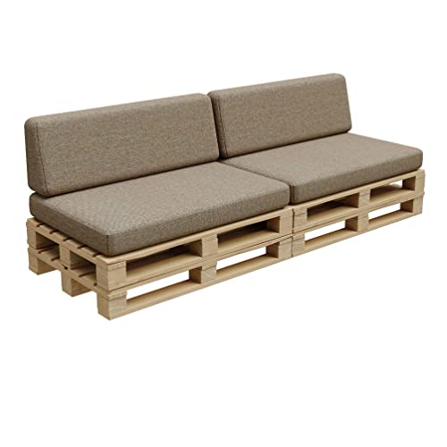 Gutekissen®, Palettenkissen, Palletenpolster, Gartenkissen, Palettenauflagen, Sofa, Kissen, Polster, Auflagen Indoor Outdoor PFBG (2X Set (120x80 + 120x35), Beige) von Gutekissen