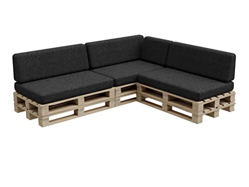 Gutekissen®, Palettenkissen, Palletenpolster, Gartenkissen, Palettenauflagen, Sofa, Kissen, Polster, Auflagen Indoor Outdoor PFBG (3X Set (120x80 + 120x35), Graphit) von Gutekissen