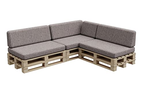 Gutekissen®, Palettenkissen, Palletenpolster, Gartenkissen, Palettenauflagen, Sofa, Kissen, Polster, Auflagen Indoor Outdoor PFBG (3X Set (120x80 + 120x35), Grau) von Gutekissen