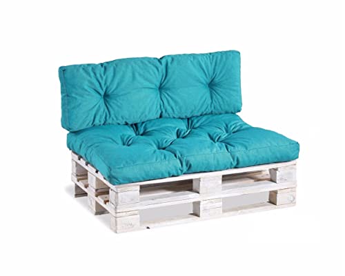 Gutekissen Palettenkissen, Gartensofakissen, Gesteppte Kissen gefüllt mit granuliertem Poulirette-Schaum, viele Farben und Größen PPI (Rückenlehne 120x40, gesteppt Himmelblau) von Gutekissen