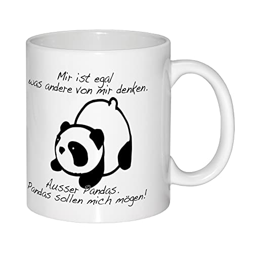 Pandabär Tasse - Mir Ist Egal Was Andere Von Mir Denken - Becher Mit Spruch - 325ml Aus Keramik - Kaffeetasse für Panda Fans - Geschenkidee von Guten-Morgen-Becher