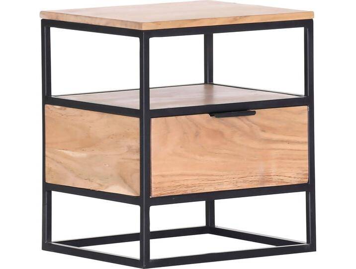 Beistelltisch GUTMANN FACTORY Porto , beige (natur, schwarz, natur), B:40cm H:46cm T:35cm, Tische von Gutmann-Factory