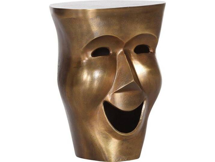 Beistelltisch GUTMANN FACTORY Smiling Face , grau (messingfarben, messingfarben, messingfarben), B:30cm H:45cm T:35cm, Tische, in extravaganter Form von Gutmann-Factory