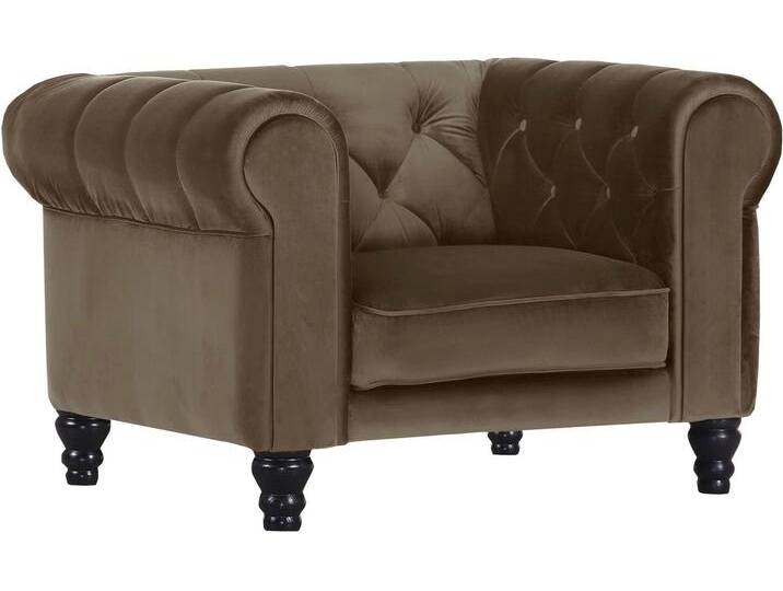 Chesterfield-Sessel GUTMANN FACTORY, braun, B:105cm H:75cm T:90cm, 100% Polyester, Sessel von Gutmann-Factory