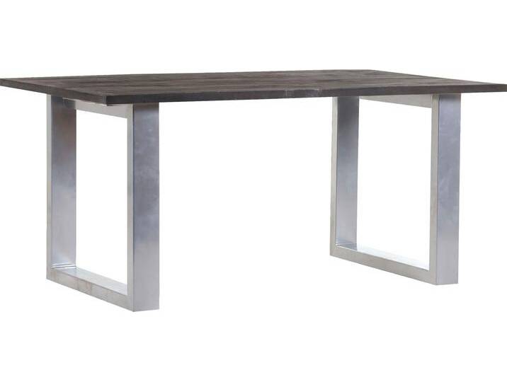 Esstisch GUTMANN FACTORY, grau (dunkelgrau, silber), B:180cm H:76cm T:90cm, Tische, Massivholz Mango, mit silberfarbenem Kufengestell von Gutmann-Factory